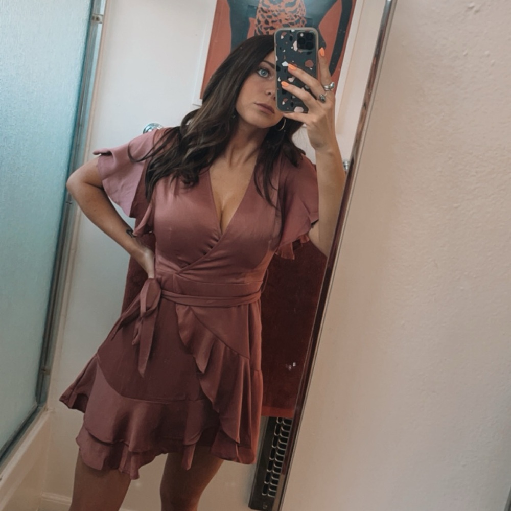 Elegant Mauve Wrap Dress